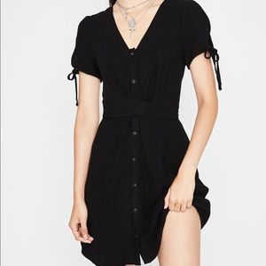 Dolls Kill Devious Ditz Black Button Mini Dress